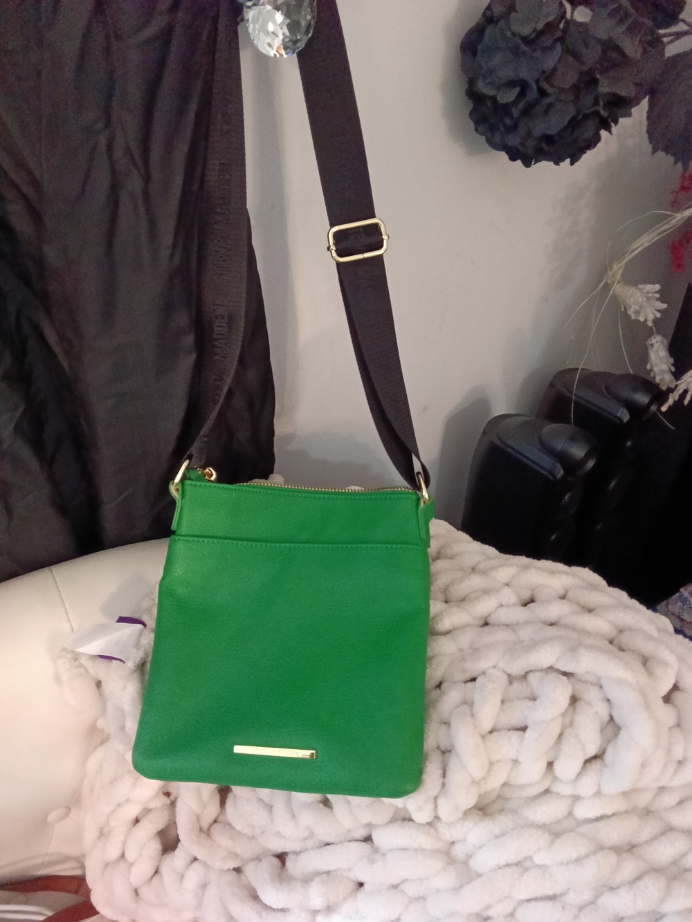 Steve Madden Green Crossbody Bag with Black Strap
